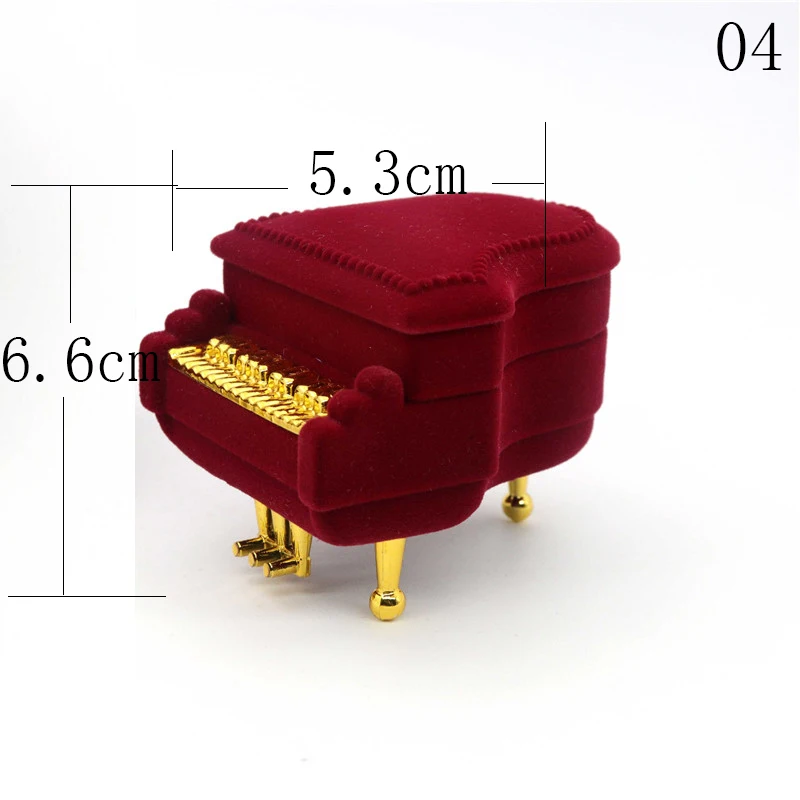Samt Apfel Klavier Violine Sonnenblume Schmuck Geschenkbox Hochzeit Verlobungsring Box für Halskette Ohrring Armband Verpackung Display – Detail 18