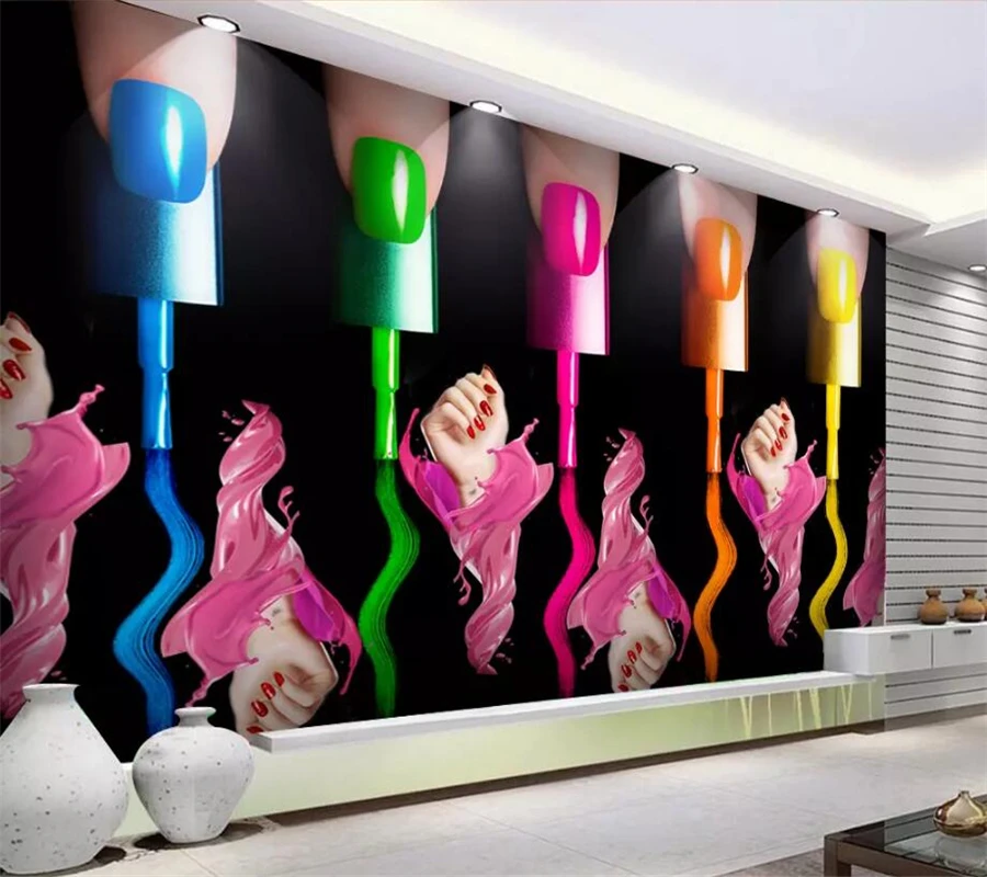 wellyu Custom-made large-scale wallpaper 3d murals makeup nail polish arm cosmetics shop tooling wall decoration 3d wallpaper