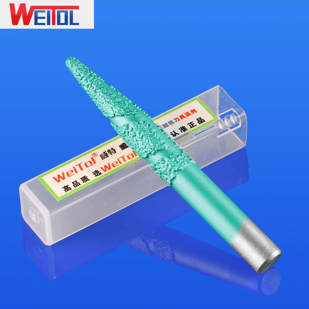 WeiTol 1 piece 12mm taper stone cutter bits Vacuum brazed stone bits granite carving tools stone milling cutters