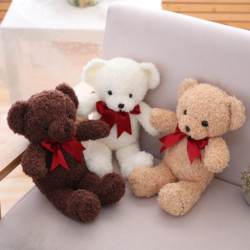 Lovely Hot 40cm Kawaii Cartoon Bow Tie Teddy Bears Plush Toys Stuffed Animals Fluffy Bear Dolls Soft Kids Toys Girls Lovers Gift