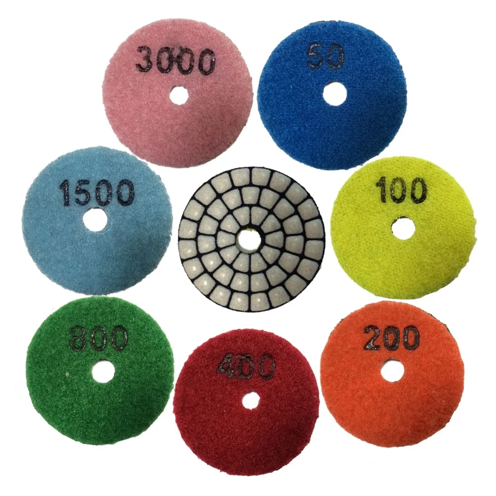 

5cm 10Pcs Dry Polishing Pads Grit 50-3000 Granite Marble Concrete Diamond Polished Pads