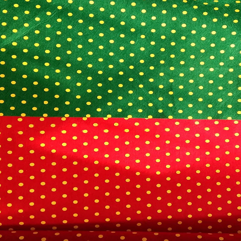 ZYOKRA 12pcs 15x15cm Christmas Yellow Polka Dot Printed Red Green Felt Fabric handmade Nonwoven Decoration DIY Felt Fabric