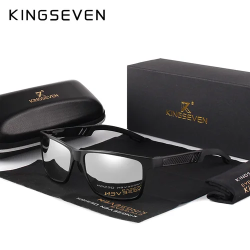 Imagen 2 del producto KINGSEVEN Gafas de sol cuadradas de aluminio para hombre y mujer con revestimiento polarizado y espejo, gafas de sol para hombre