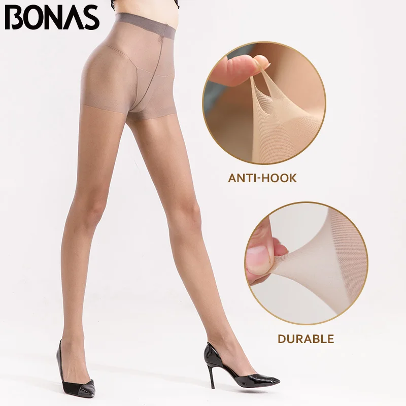 BONAS 3pcs/lot 12D Thin Pantyhose Women Plus Size Tights Women Solid Color Breathable Nylon Tights Sexy Pantyhose Collant Femme