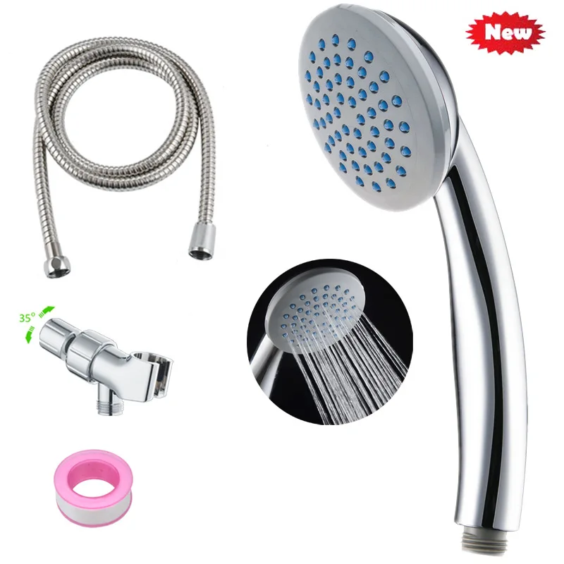 1set Handheld Shower Head High Pressure Water Saving ABS Shower Heads 3.3 inch Nozzle Douche Holder Stainless Steel Hose