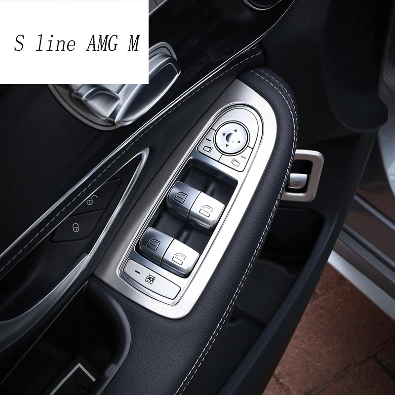 Car styling window lift button switch panel cover Stickers trim For Mercedes Benz C Class W205 GLC X253 Auto Accessories LHD RHD
