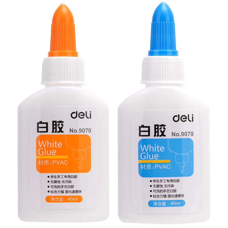 

1PCS Deli 9070 40ml Student white glue PVAC fast dry water Washable white latex Formaldehyde free children safe handcraft glue