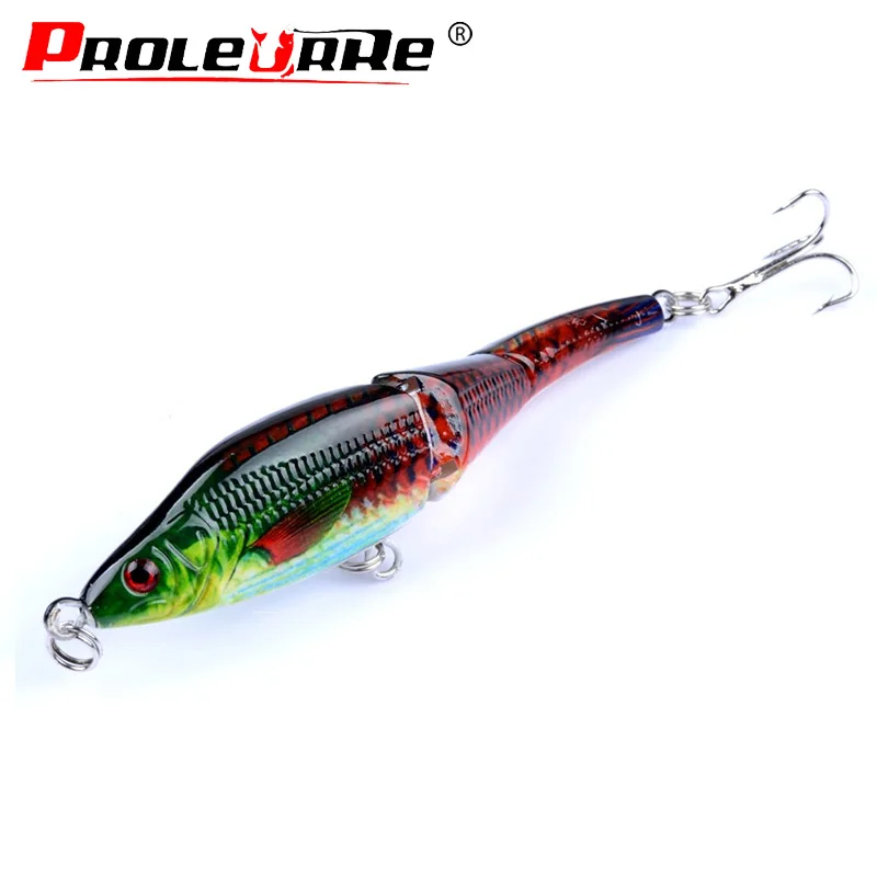 1 adet çok parçalı balıkçılık Lures 95mm 8g 3 bölüm Minnows Crankbait Wobblers bas balık yavaş yavaş batan swimbait olta takımı