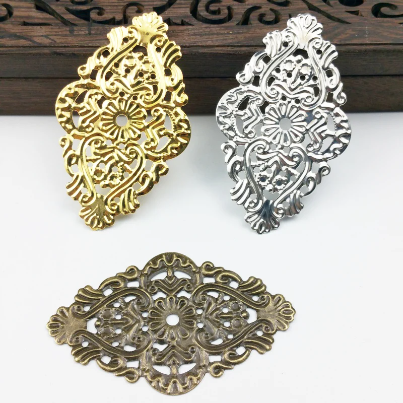 

20pcs 36x59mm Filigree Wraps Metal Charms For Embellishment Scrapbook DIY Jewelry Craft Wraps Connectors Metal Crafts