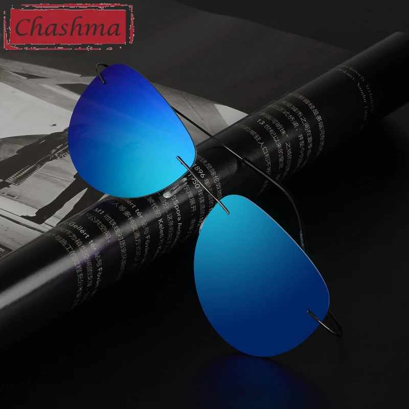 10g Light Prescription Sunglasses Polarized Men Mirror Coating UV 400 Protectio Lens Anti Glare Rimless Glasses for Driving