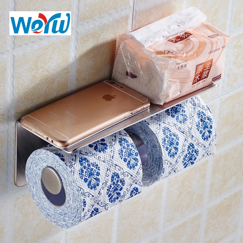 WEYUU Wc Papier Halter Edelstahl Wc Papier Handtuch Rolle Rack Wand Montiert Bad Zubehör
