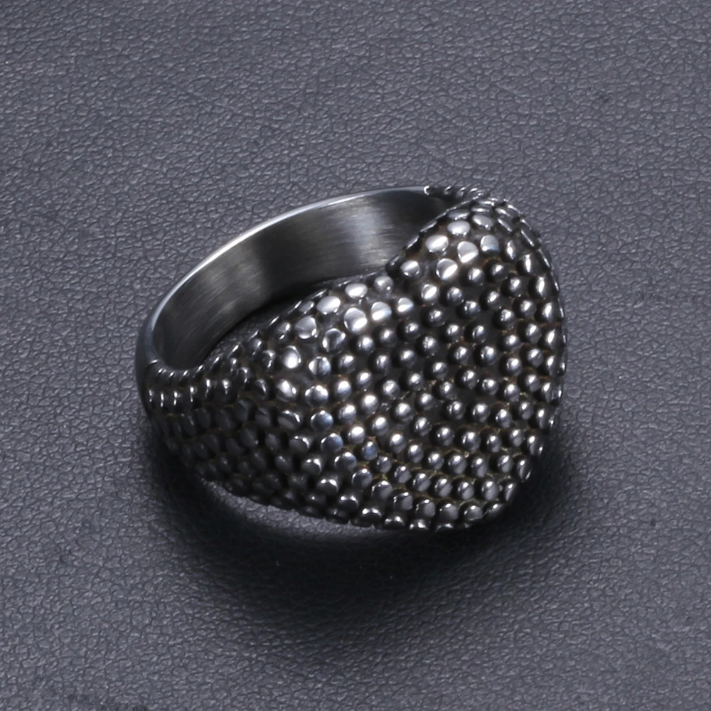 New Heart Black Small Dot  Stainless Steel Jewelry Ring Size 7-12 Punk Rock Mens Biker Rings Vintage Gothic Jewelry For Men