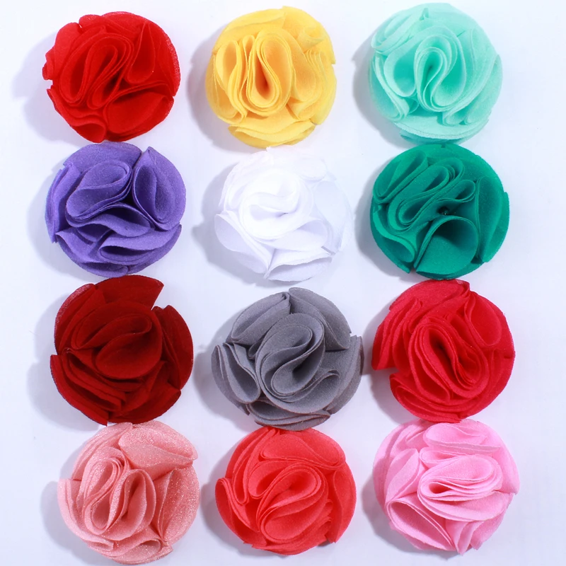 

200PCS 4.5CM Fashion Chiffon Fabric Flowers For Head Wear Hair Flower For Women Girls U Pick Color