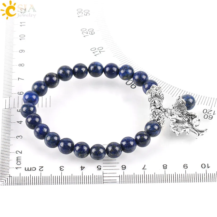 CSJA-pulsera de piedra Natural de Chakra, brazalete de lapislázuli, árbol de la vida, cuentas de Mala, Reiki, meditación curativa, energía, E747