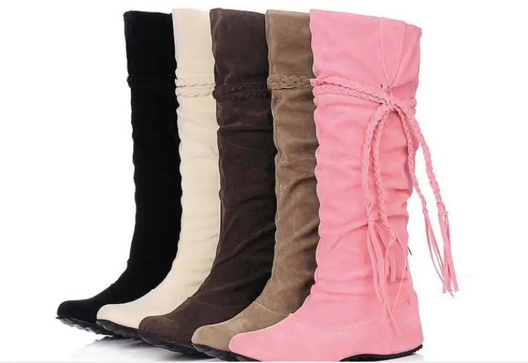 Fashion Black Women Boots new pink Fashion Women Shoes Plus Size Winter Boots Fringe High shoes  Female Boots Suede Ladies Shoes