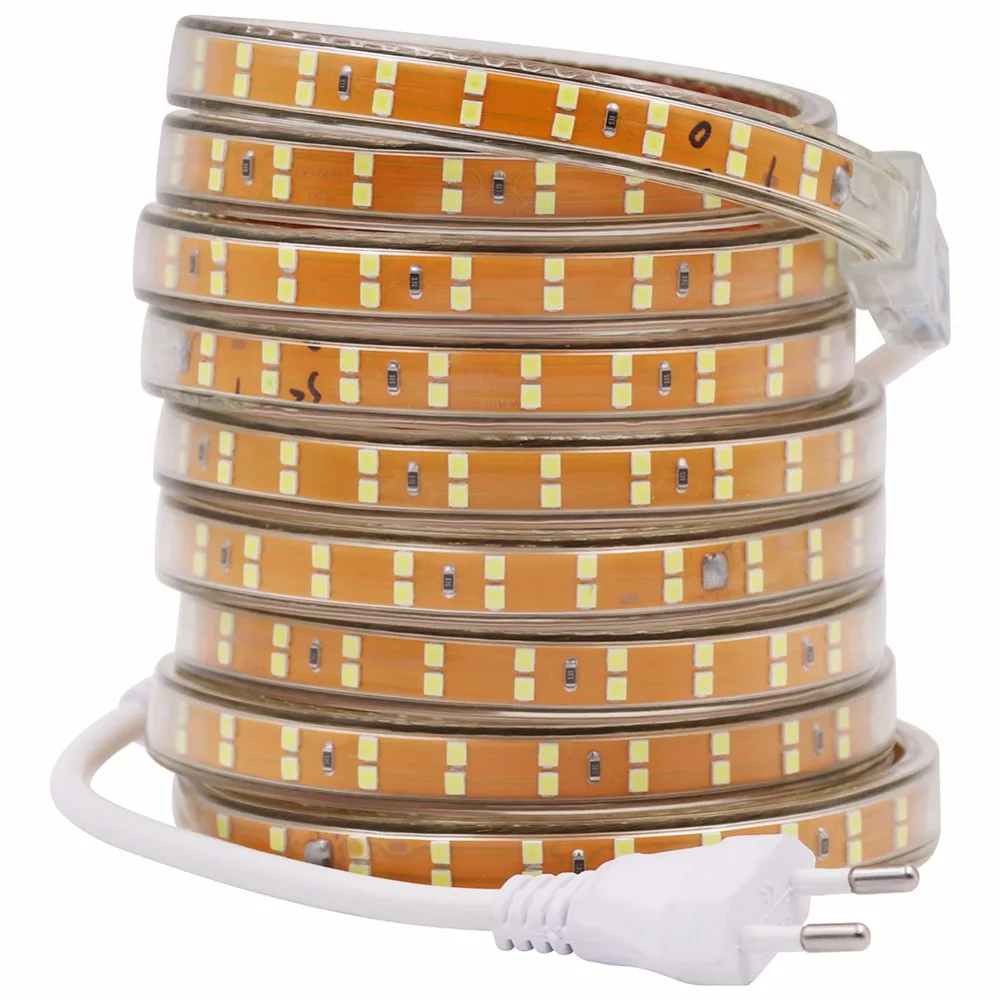 

SMD 2835 led strip 220V 240V 156leds/m Waterproof led tape rope Warm White/Red/Blue Stripe 5m 10m 15m 20m 50m 100m EU power plug