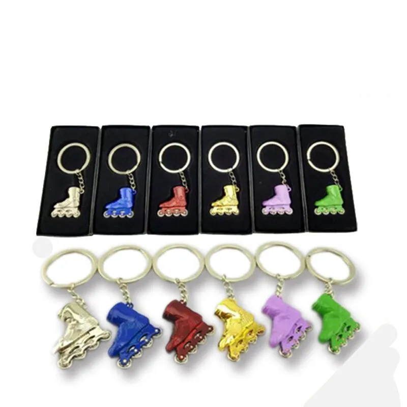 Inline Skates Key Chain for Skating Accessories with Wheel Rotating, Stainless Steel Good Gift for Skater Player