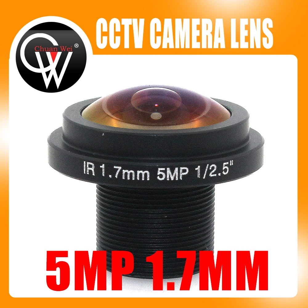 

100pcs/lot 5mp 1.7mm lens 1/2.5" IR CCTV Camera lens 185 degree For HD ip cctv camera