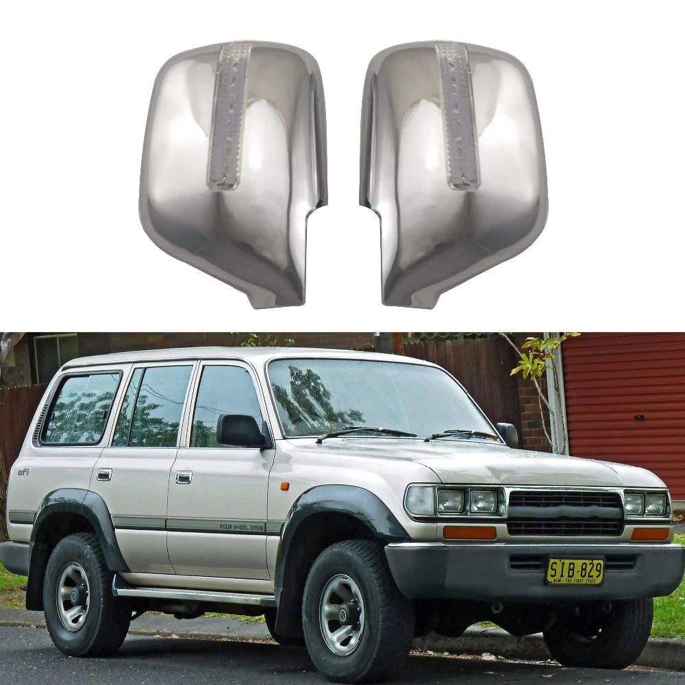 

For Toyota Land Cruiser Autana 4500 FJ80 1992-2008 2PCS ABS Chrome plateddoor Rearview door mirror covers with Led