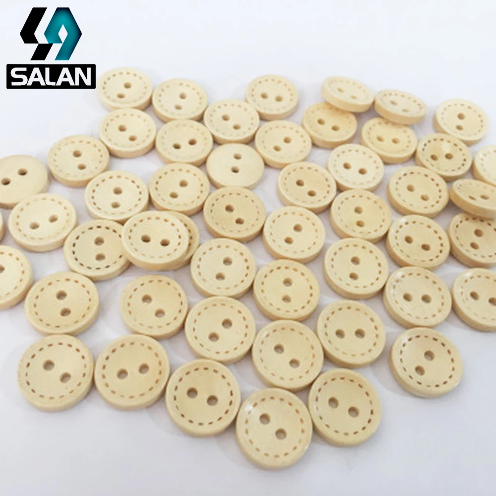 Factory direct sales of natural wood deduction wooden button round bowl deduction deduction line deduction DIY clothing accessor