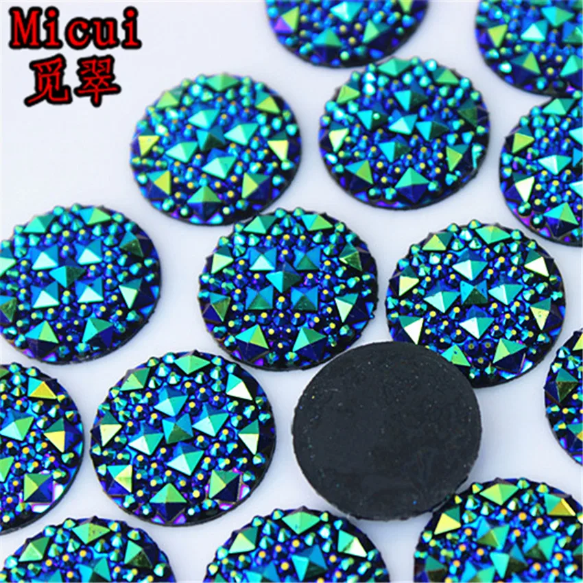 Micui 20mm 40pcs AB Crystal Resin Round flatback Resin Rhinestones Sew on Stone Scrapbooking crafts Jewelry Accessories MC754