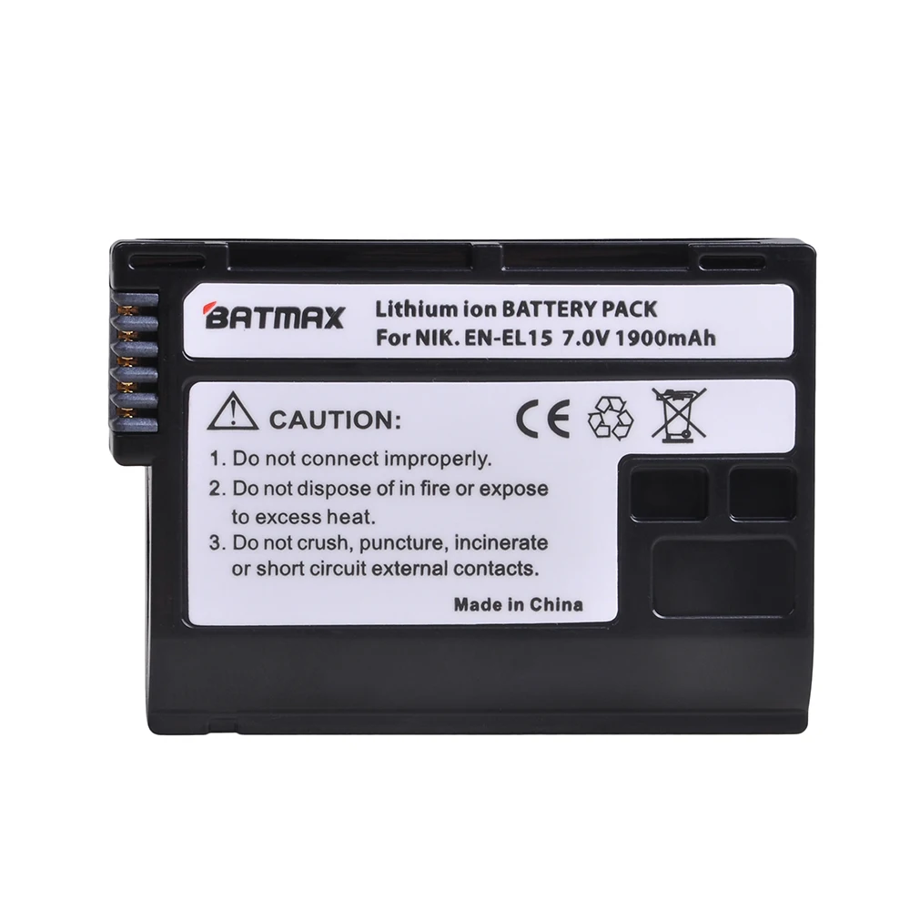 Batmax 1Pc EN-EL15 ENEL15 Battery+LED USB Dual Charger for Nikon D600 D610 D600E D800 D800E D810 D7000 D7100,Z6, Z7