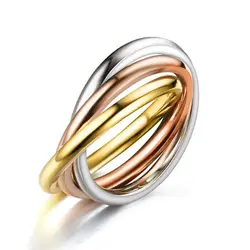 Wholesale Jewelry --  316L Titanium steel 3 Round Rings for Women Men no Fade mix Gold Color