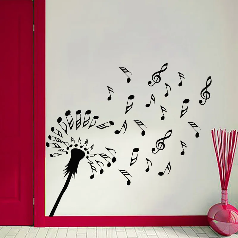 

ZOOYOO Dandelion Flowers Blossom Wall Decals Creative Music Notes Wall Stickers Home Decor Art Vinyl Murals Decoration