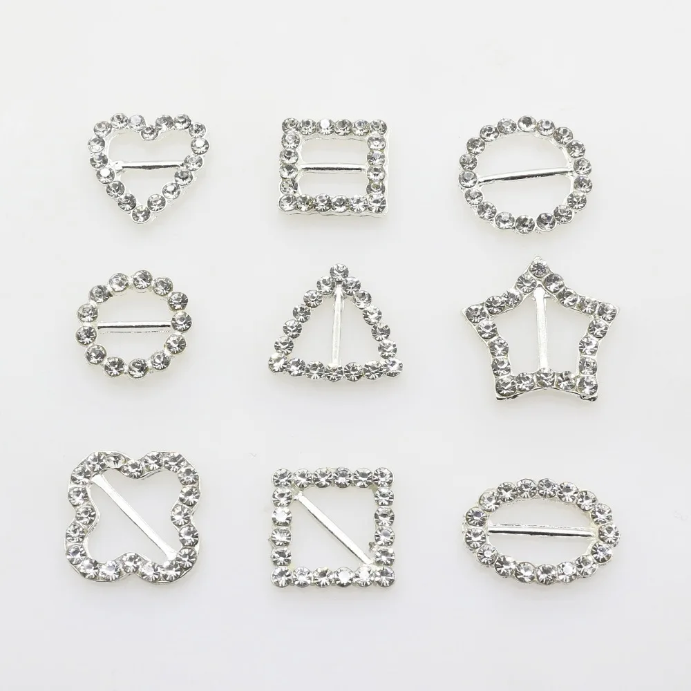 10pcs/lot Variety Crystal Rhinestone Buckles/Alloy Diamond buckles for Wedding Invitation card Decoration DIY Hair Accessories