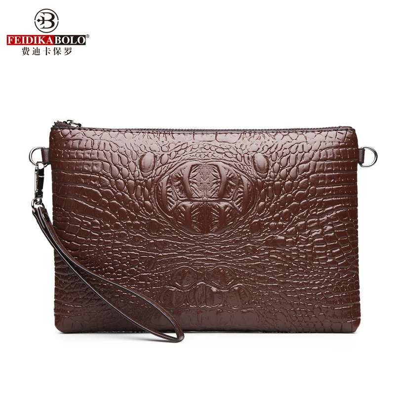 Embossed Crocodile Pattern Long Fashion Men\'s Clutch Classic Business Bag Personalized Mobile Phone Change Card Package