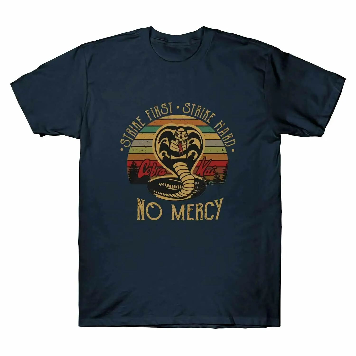 Cobra Kai No Mercy Karate First Strike Hard 80S Film Movie Vintage Men'S 2019 Cotton Summer Style Men T Shirt Clothes