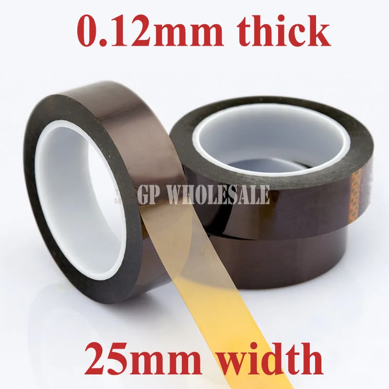 1x 25mm*33M*(0.12mm thick) Polyimide Film Tape, High Temperature Withstand, Insulation for SMT, Electronics Switch, Battery