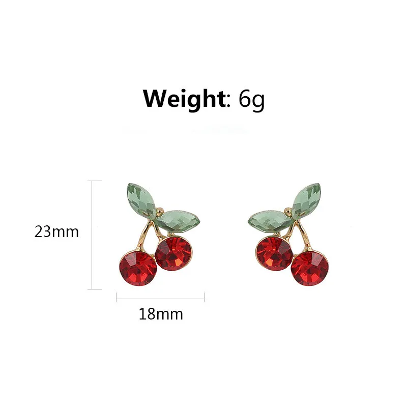 2018 Cute Crystal Rhinestone Cherry Stud Earrings for Women Korean Fashion Girls Lady Jewelry Gift Pendientes Mujer Moda 6C5027