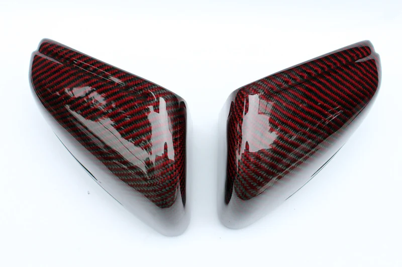 A Pair Red Carbon Fiber Add On Style Mirror Cover For Benz W204 W176 W117 W118 W212 W207 GLAX156 Carbon Auto Side Mirror Covers