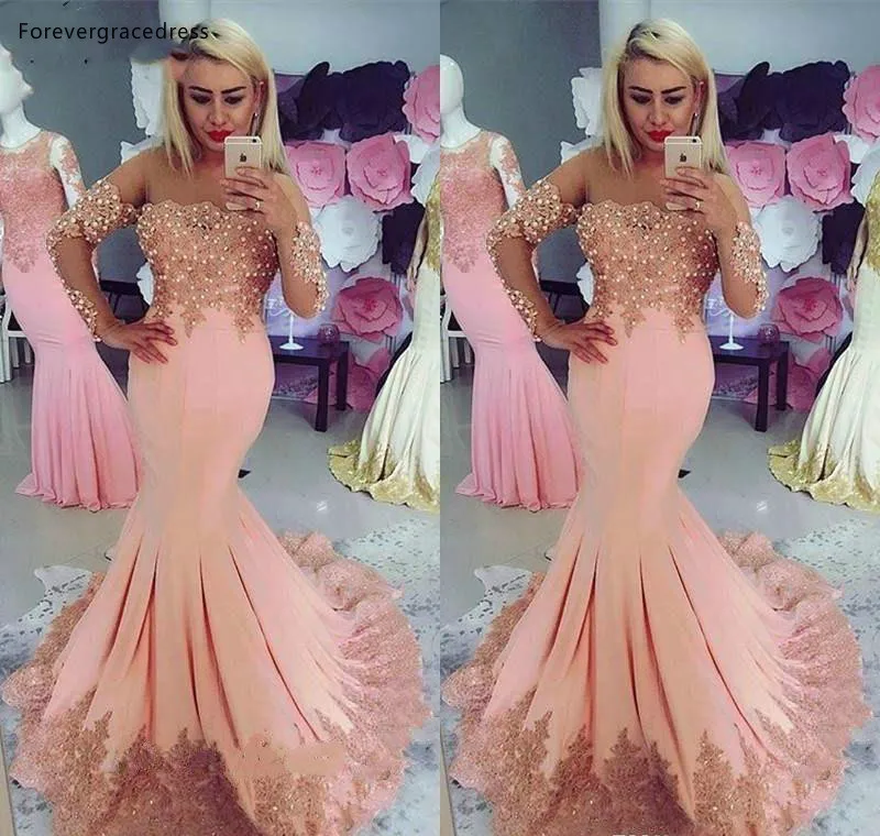 High Quality Long Sleeve Prom Dresses 2019 Mermaid Appliques Formal Holidays Graduation Wear Party Gowns Plus Size Custom Made