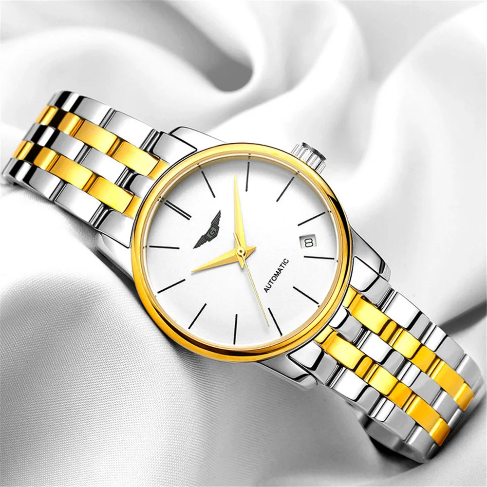 GUANQIN Ladies Watches Female Dress Top Brand Women Fashion Steel Leather Automatic Mechanical Self-wind Watch Relogio Feminino