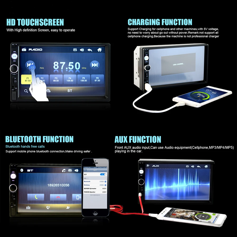 Camecho 2 Din Car Radio 7