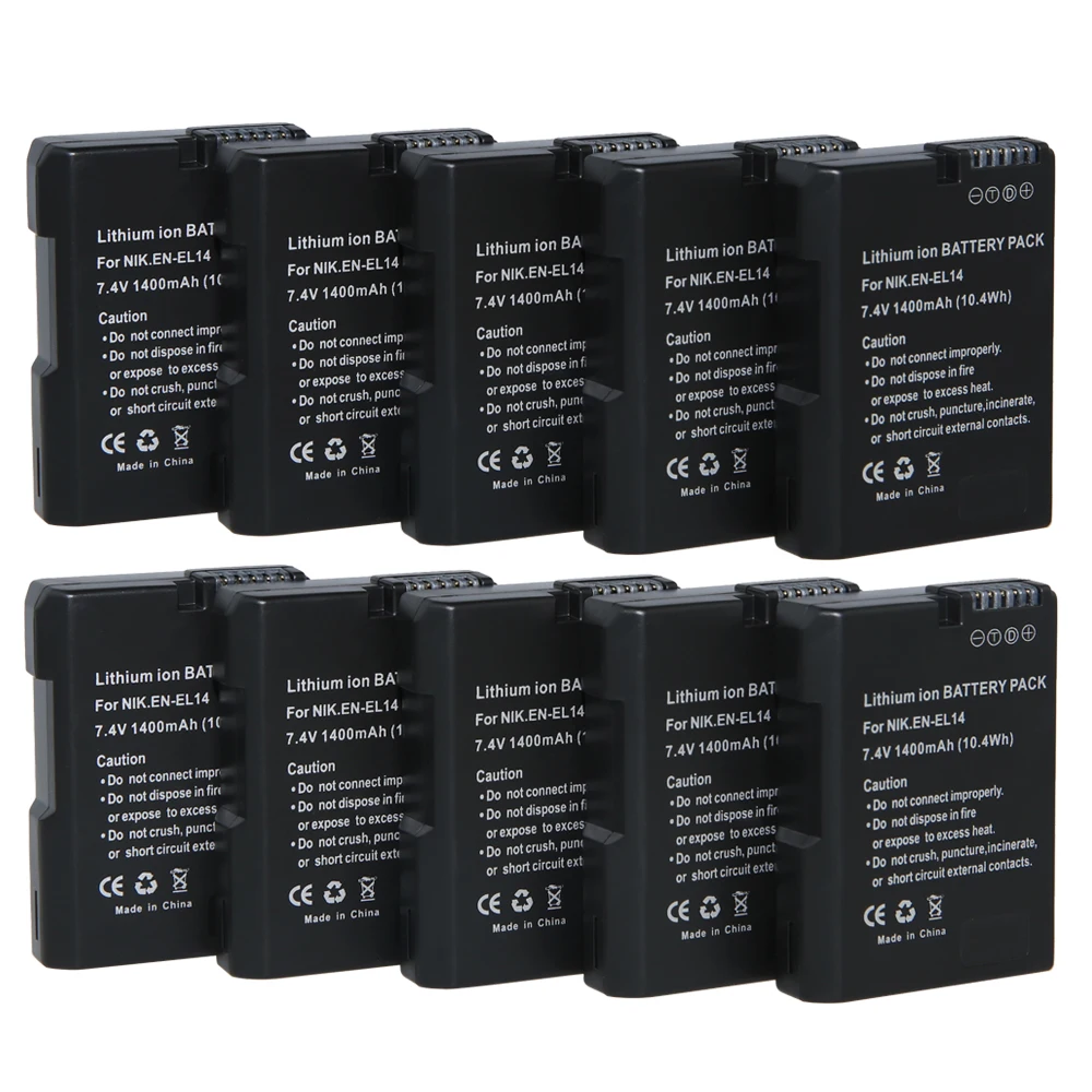 

10Pcs/lot 7.4v EN EL14 Fullcode EN-EL14 EL14 Camera Battery Batterie AKKU for Nikon ENEL14 EN-EL14a D5200 D5100 D3100 D3200 P710