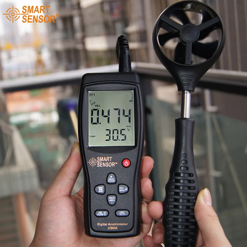 Smart Sensor AS856 0.3-45M/S digital anemometer wind speed meter hand-held Anemometer Thermometer air speed meter