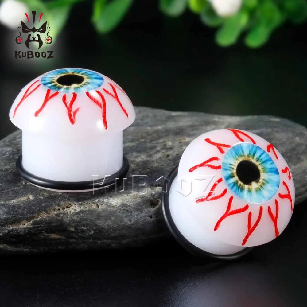 KUBOOZ Ear Gauges Earrings Evil Eyes Plugs Tunnels Stretcher Saddle Flesh Tunnels Expander Fashion Body Piercing Jewelry Gift