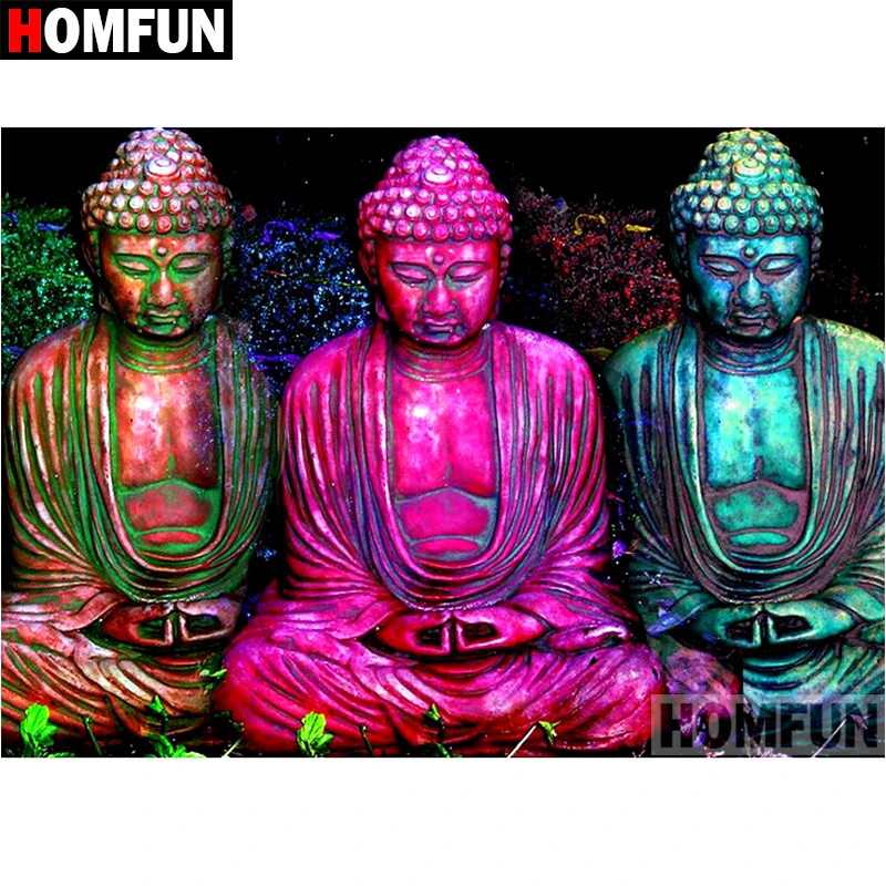 

HOMFUN Full Square/Round Drill 5D DIY Diamond Painting "Color Buddha" Embroidery Cross Stitch 5D Home Decor Gift A07324