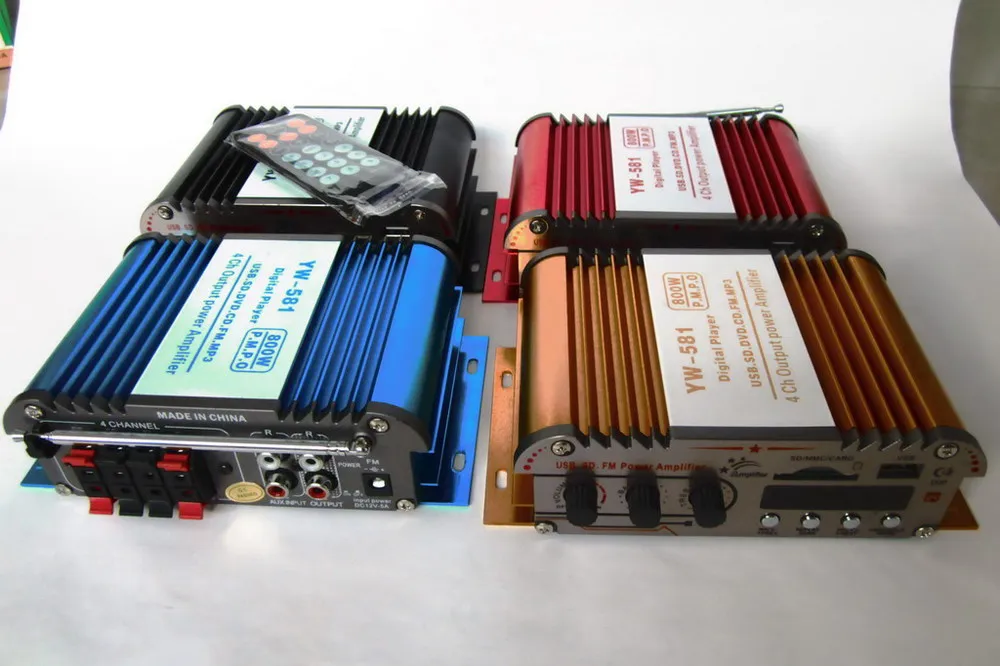 Lector de cuatro canales de 12V USB SD con radio FM, pantalla, amplificador YW581, máquina para el hogar y el coche