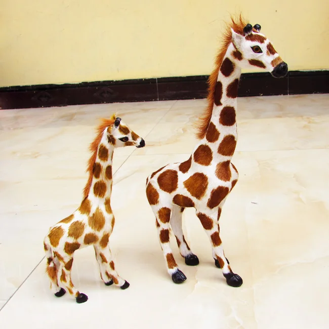 plastic&  real furs simualtion giraffe toy model handicraft home decoration toy Xmas gift w5736