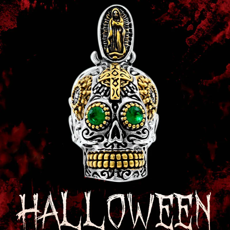 BEIER Cool Men\'s Gothic Carving Pendant Necklace  Stainless Steel High Quality Detail Biker Skull Jewelry  for man BP8-256