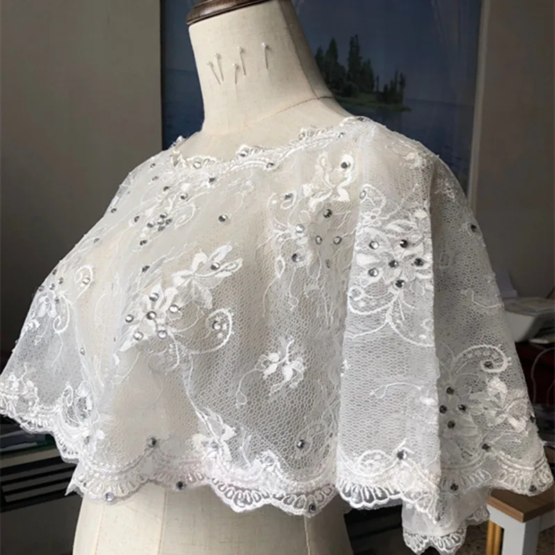 

Luxury Real Image Wedding Wraps Lace Crystals Beads Sleeveless White Ivory Bolero Capes Sheer Boleros Custom Made Bridal Jacket