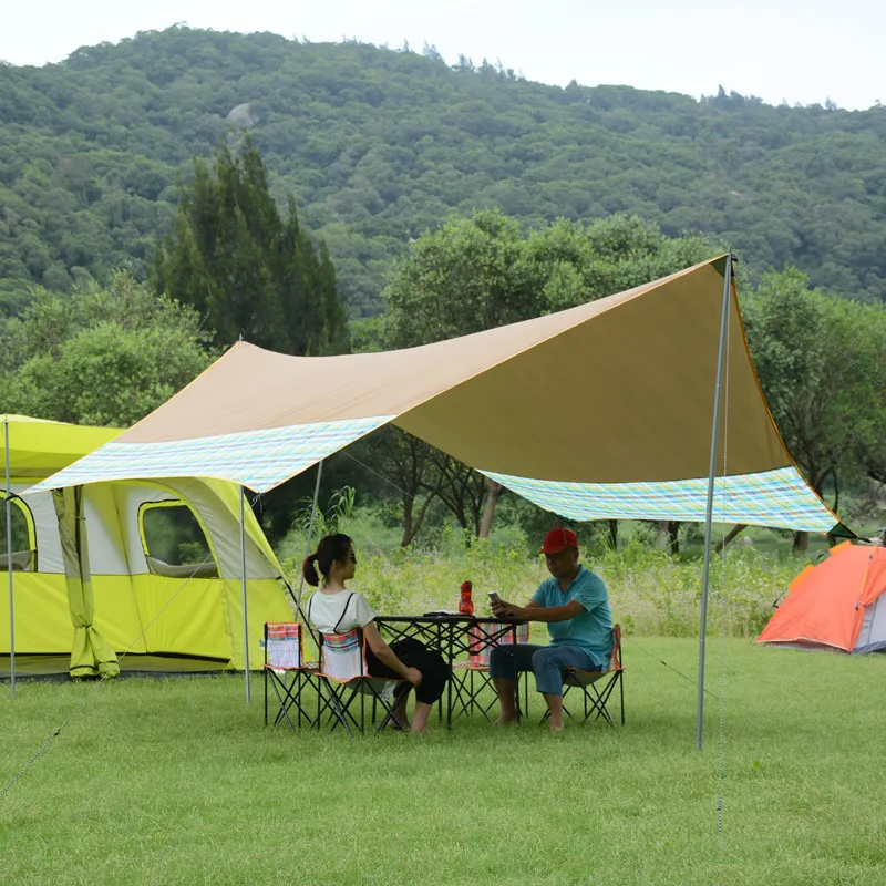 New Outdoor canopy thickening silver coated Oxford cloth Rainproof UV shade canopy tent Camping awning