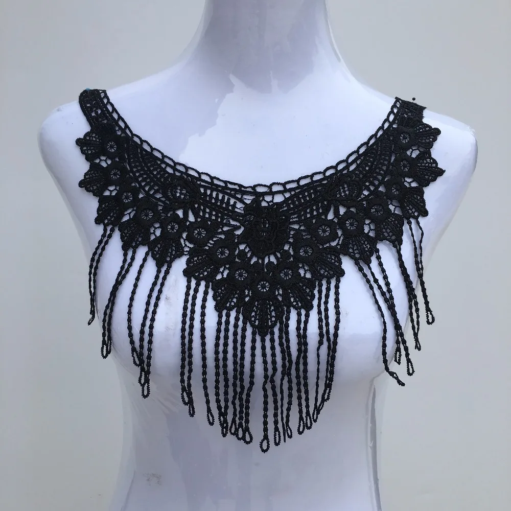 1pc Polyester Black Fabric Flower Lace Sewing Applique Lace Collar Neckline Collar Applique DIY Accessory