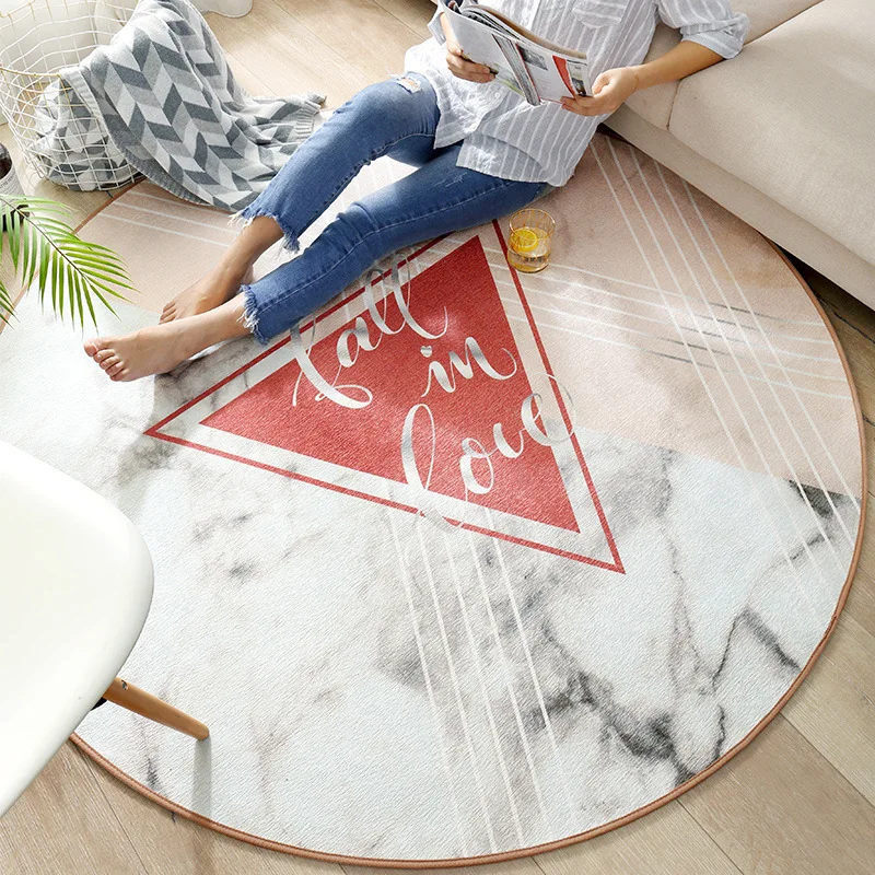 

Pink Geometric Round Rug Home Decorate Large size carpets for living room Bedroom Area Rug Parlor 3d rugs tapis salon alfombras