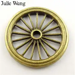 Julie Wang 2-10 pz Ruota di un Carro di Pendenti e Ciondoli In Lega di Bronzo Antico Rotondi del Cerchio Del Pendente Monili Che Fanno Accessori Fatti A Mano Complementi Arredo Casa