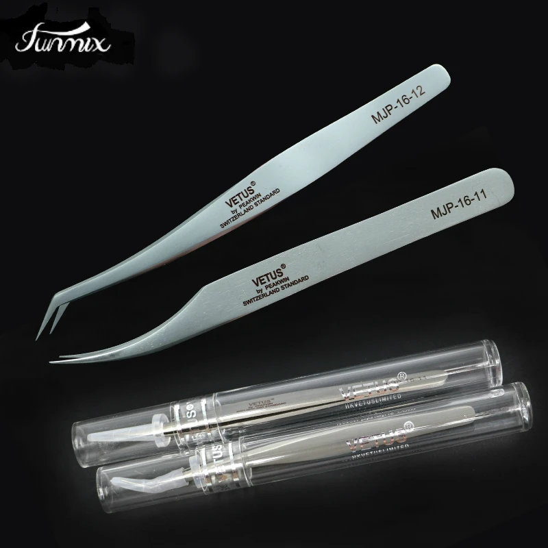 Vetus Ultra Rigidity Curved Tweezers Of Dolphin Design Fine Point Anti-Static Stainless Steel Tweezers